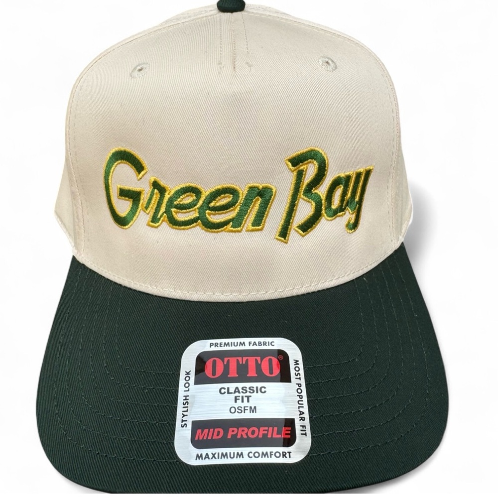 OTTO Cream and Green Green Bay Hat